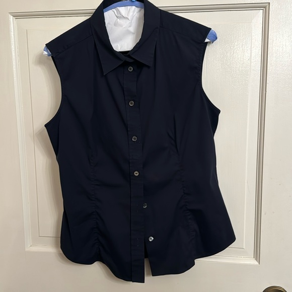 Prada Navy Blue Sleeveless Collared Shirt size 44 - Picture 1 of 6
